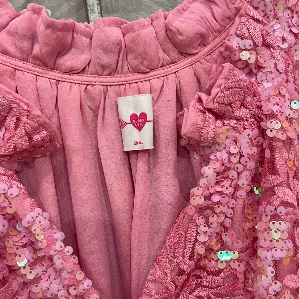 Pink Sequin Mini Dress - Picture 6 of 16